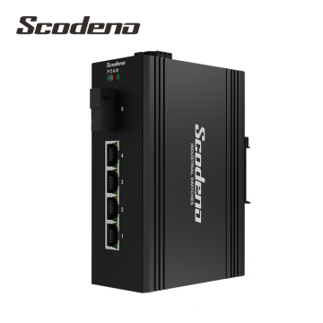 IP40 1 Puerto óptico 4 Convertidor de medios industriales de Ethernet Fast Ethernet Convertidor de medios de medios industriales rápidos 4 puertos